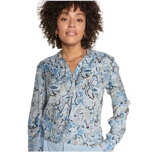 Mos Mosh Women's Leta Viva LS Blouse Blue Aster Size Small
